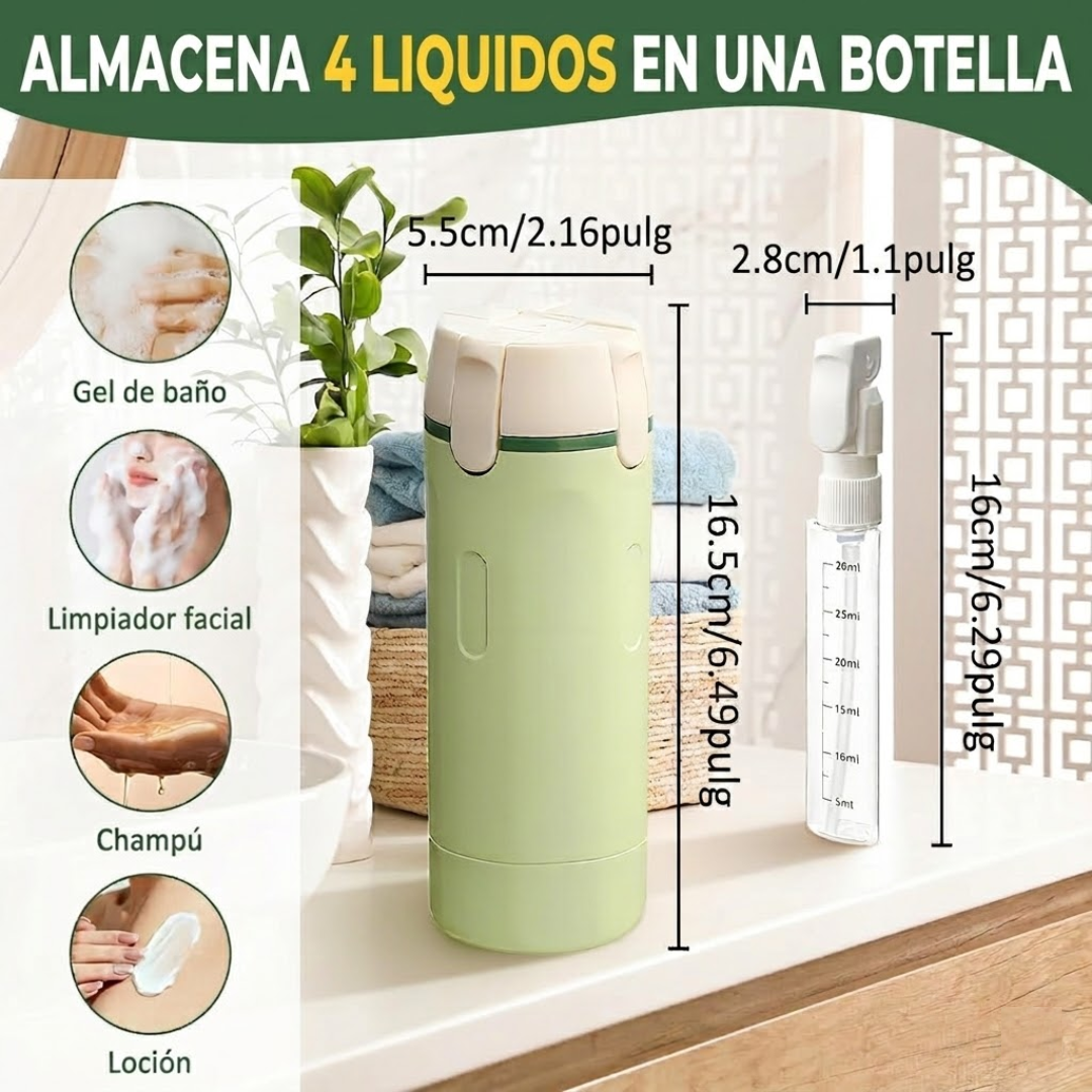 Dispensador 4 en 1 para viaje