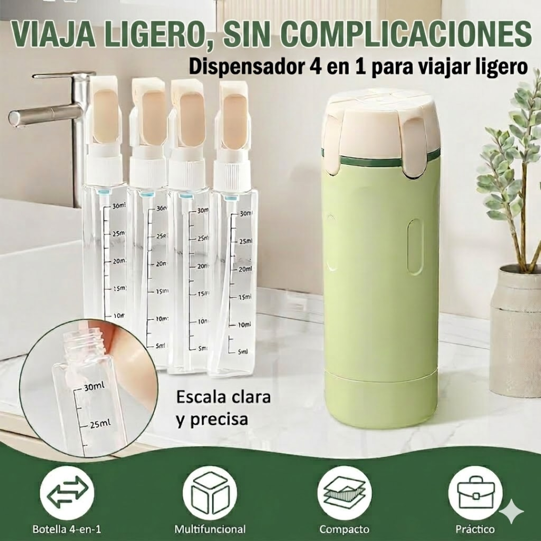 Dispensador 4 en 1 para viaje